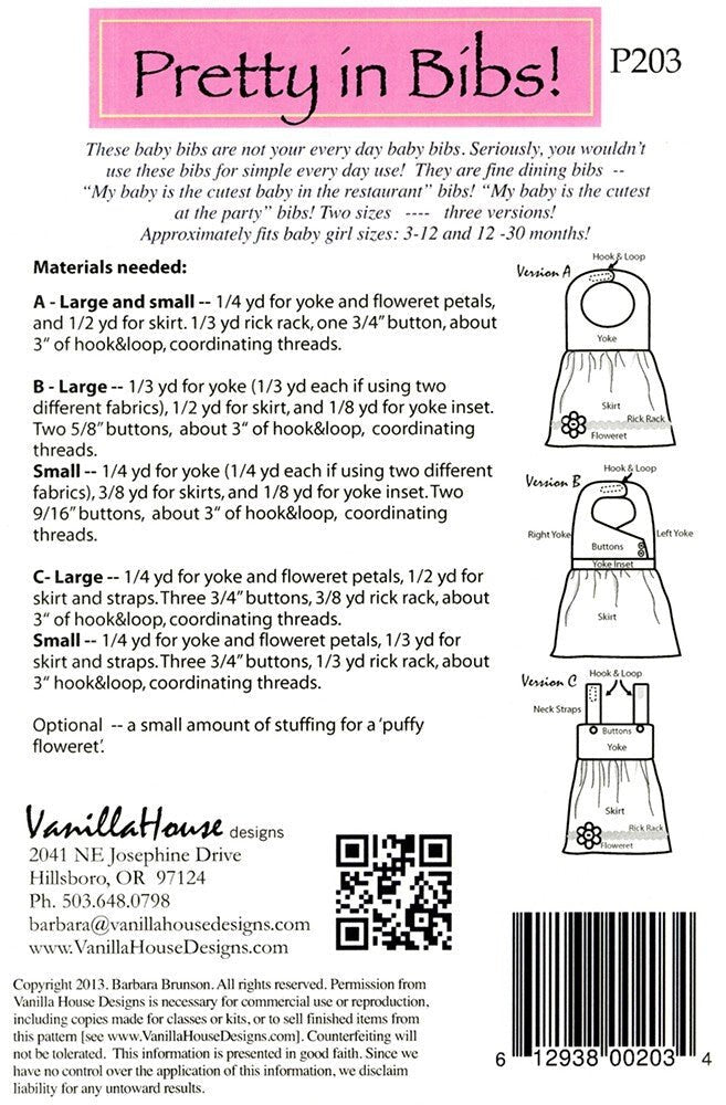 Pretty In Bibs Pattern - Everything Fabric