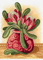 Proteas in a Pink Vase Cross Stitch Pattern by Country Threads