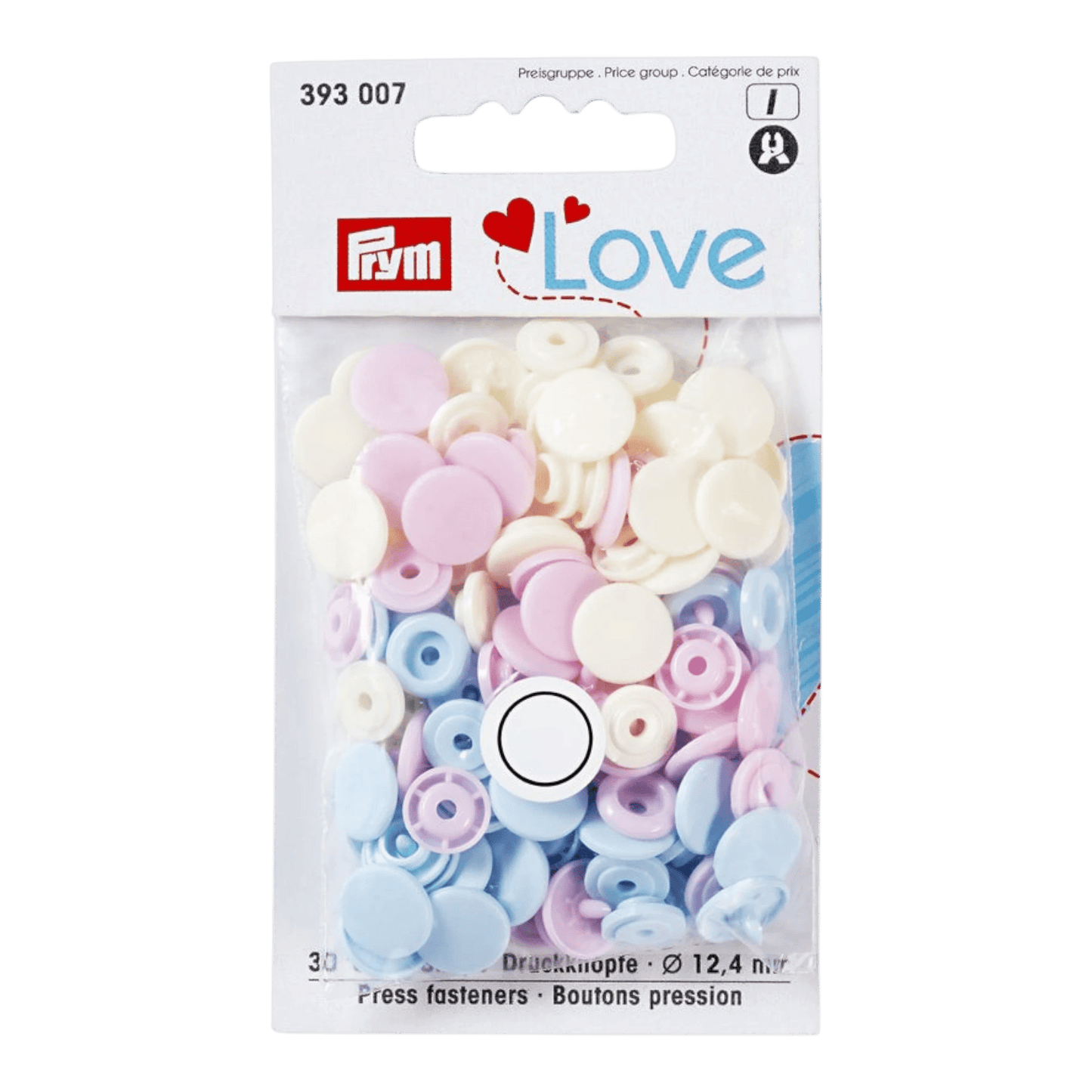 Prym Love - Colour Snap Fastener - ROSE/LIGHT BLUE/PEARL - Everything Fabric