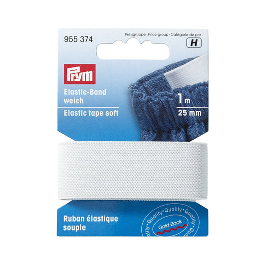 Prym Love - ELASTIC TAPE, SOFT, 1in, WHITE, 1 m - Everything Fabric