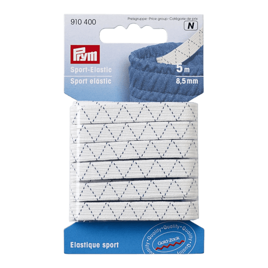 Prym Love - SPORTS ELASTIC 8.5 mm, WHITE-5 m - Everything Fabric