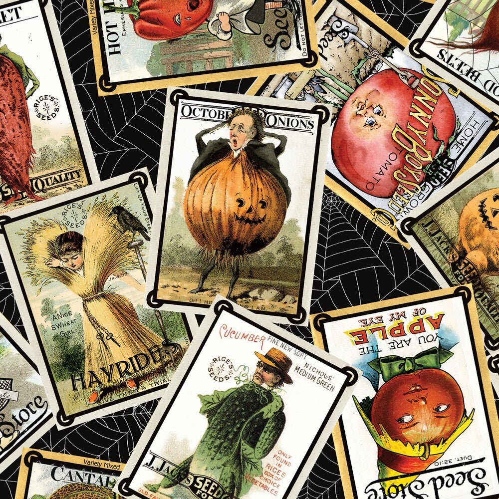 Pumpkin Patch - Seed Packs Toss Black - Everything Fabric