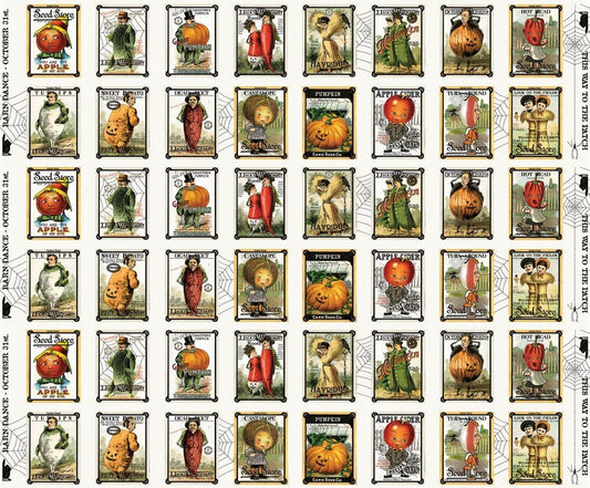 Pumpkin Patch Seed Sacks Patch White - Everything Fabric