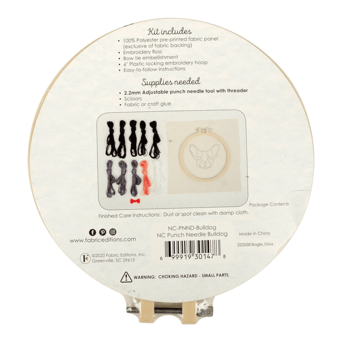 Punch Needle 152 mm Hoop Bulldog KIT - Everything Fabric