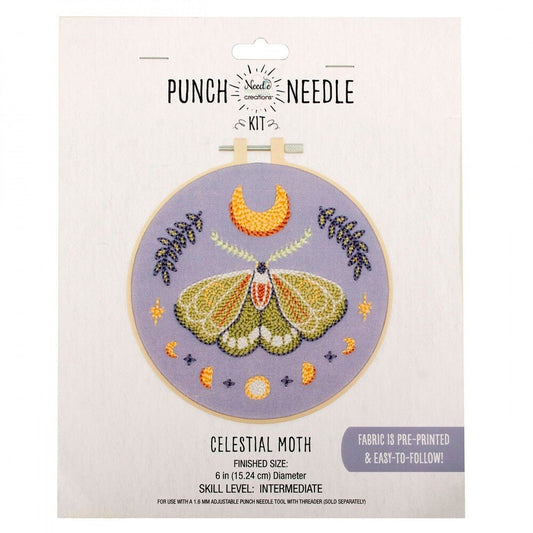 Punch Needle 152 mm Hoop Celestial Moth KIT - Everything Fabric