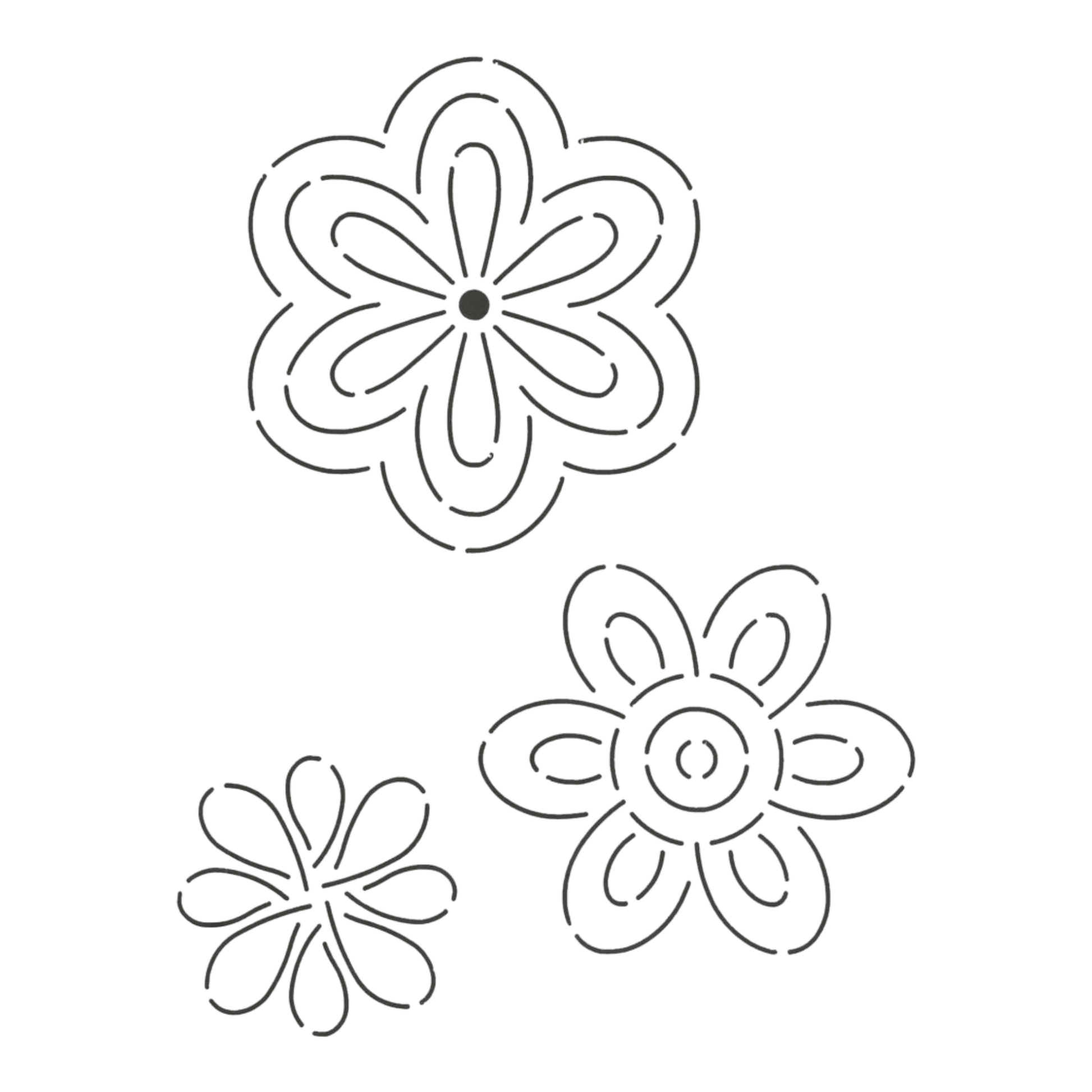 Quilt Stencil Flowers - Size: 5 in, 4.75 in, and 3 in - Everything Fabric