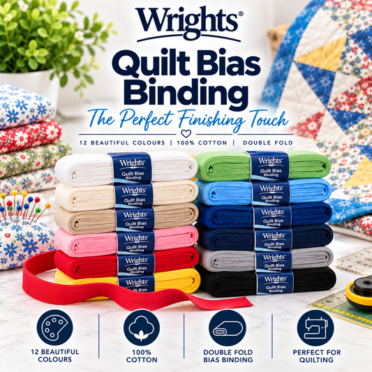 Wrights Double Fold Quilt Binding | 12 Colours