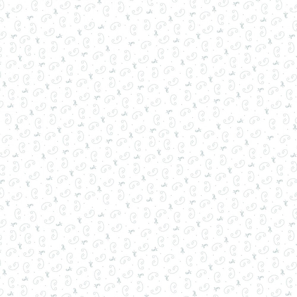 Quilters Flour V - White on White Delicate Curls - Everything Fabric