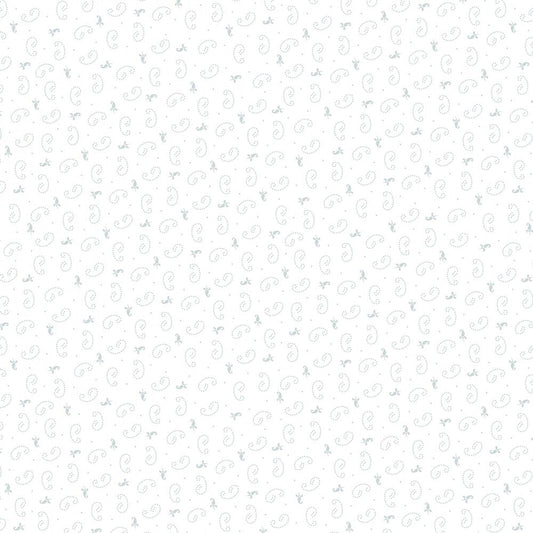 Quilters Flour V - White on White Delicate Curls - Everything Fabric