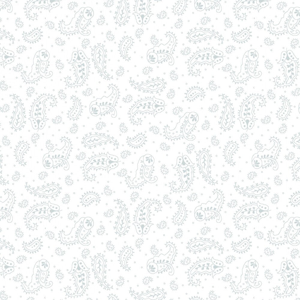 Quilters Flour V - White on White Delicate Paisley - Everything Fabric