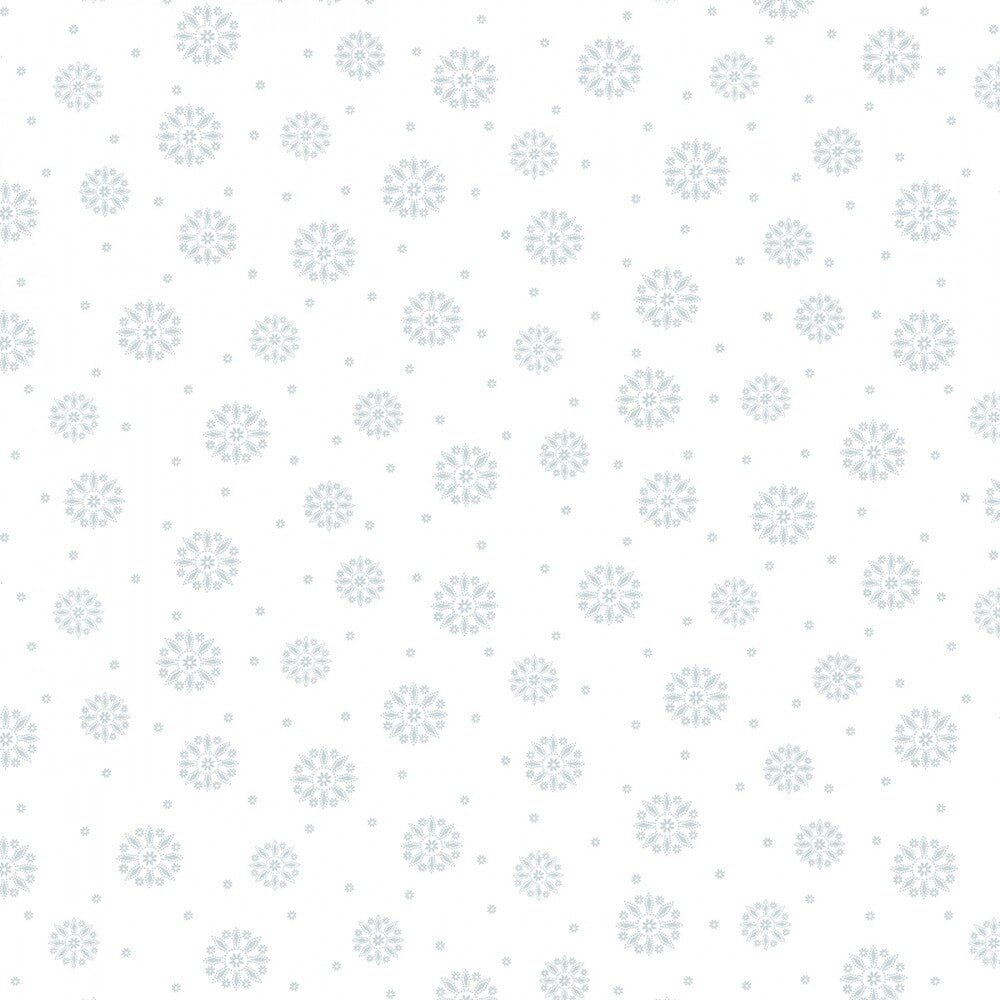Quilters Flour V - White on White Medium Snowflake - Everything Fabric