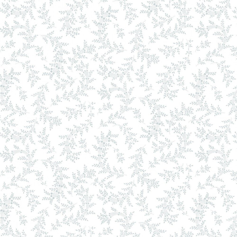 Quilters Flour V - White on White Swirly Bouquets - Everything Fabric