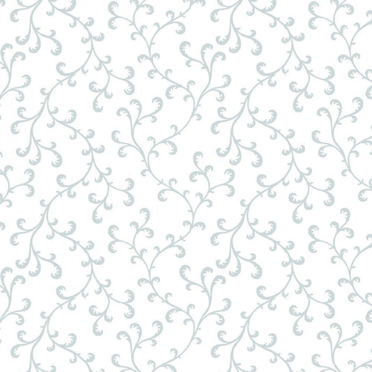 Quilters Flour V - White on White Vines with Curls - Everything Fabric