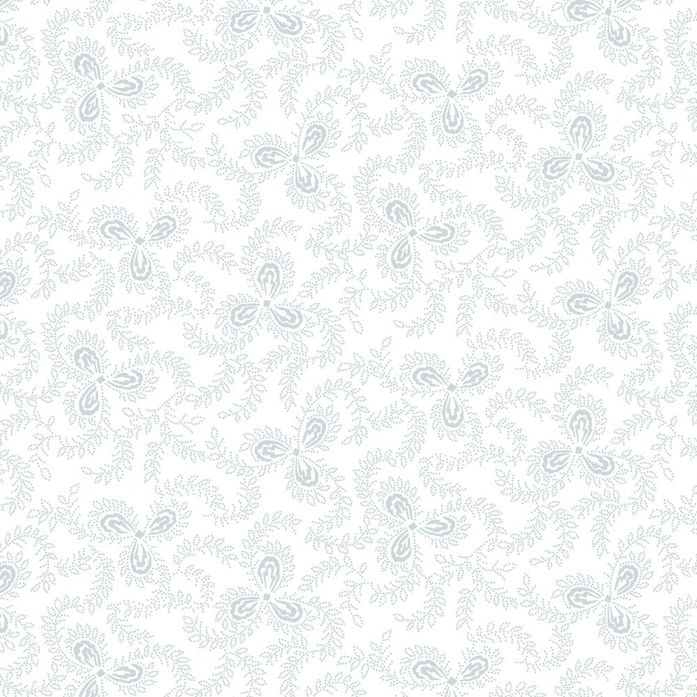 Quilters Flour V - White on White Vines with Three Petal Flowers - Everything Fabric