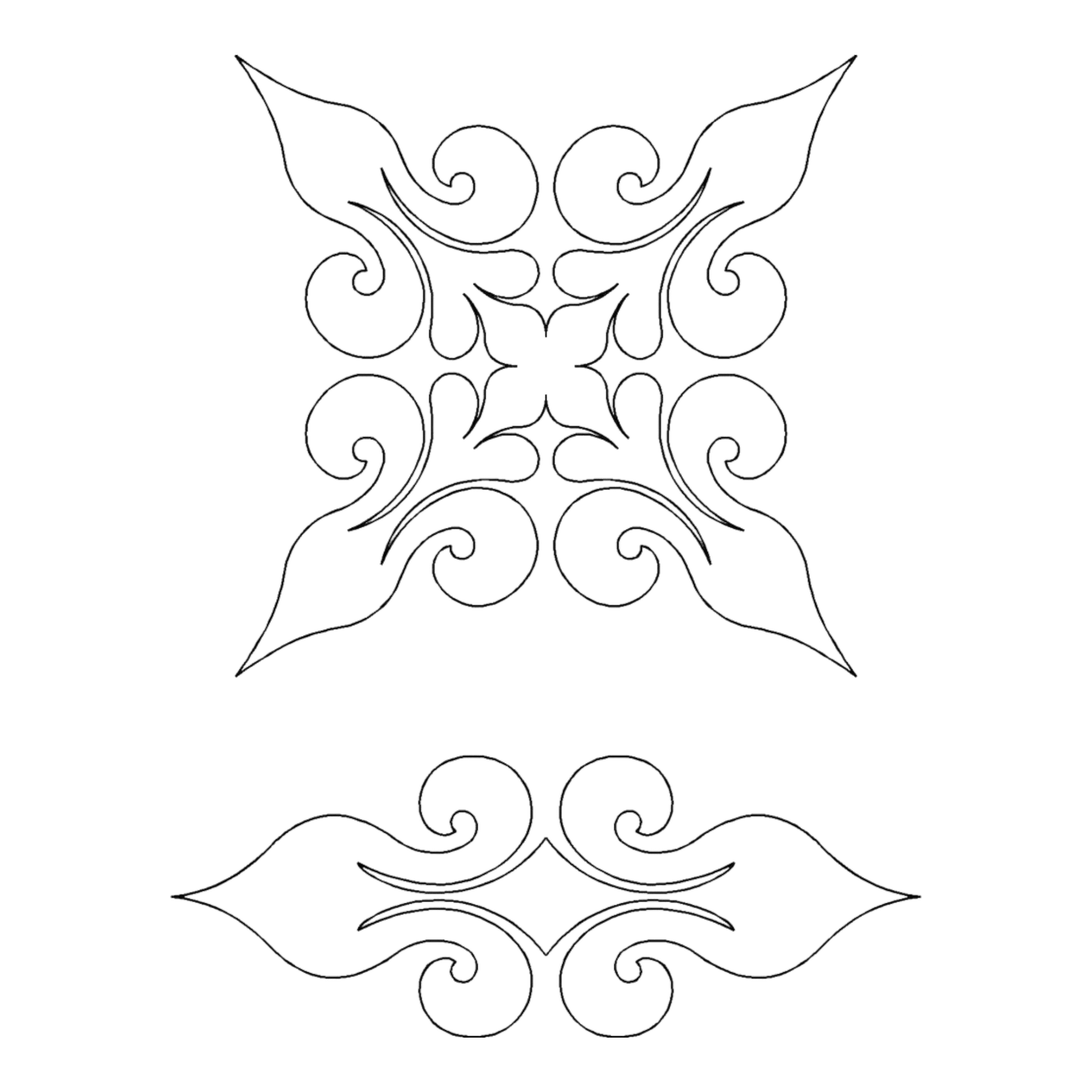 Quilting Stencil Baroque - Double Wedding Ring Block - 6 in - Everything Fabric