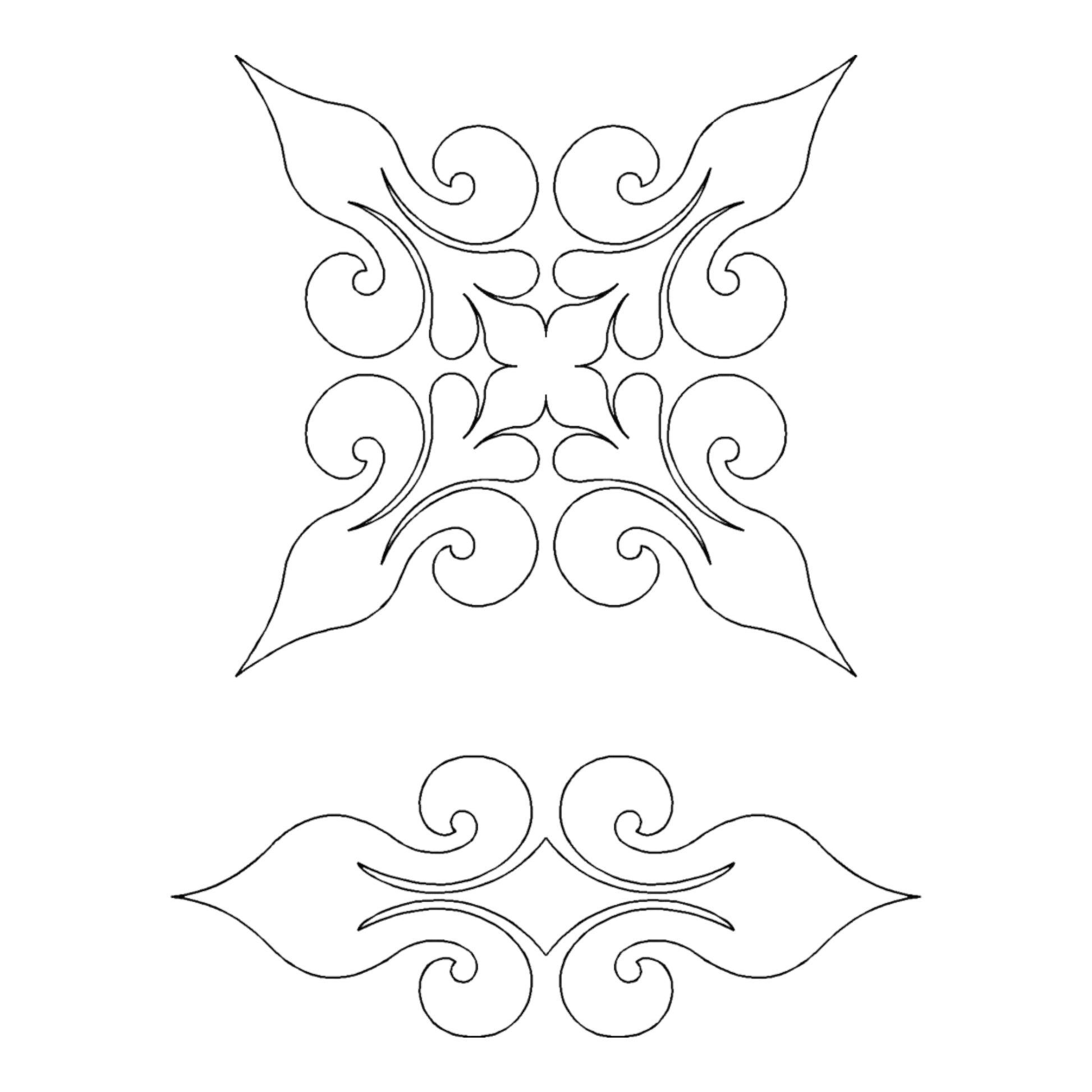 Quilting Stencil Baroque - Double Wedding Ring Block - 6 in - Everything Fabric