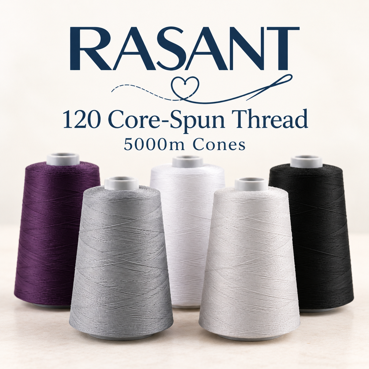 Rasant 120 Core-Spun Thread 5000m Cones – Choose Options