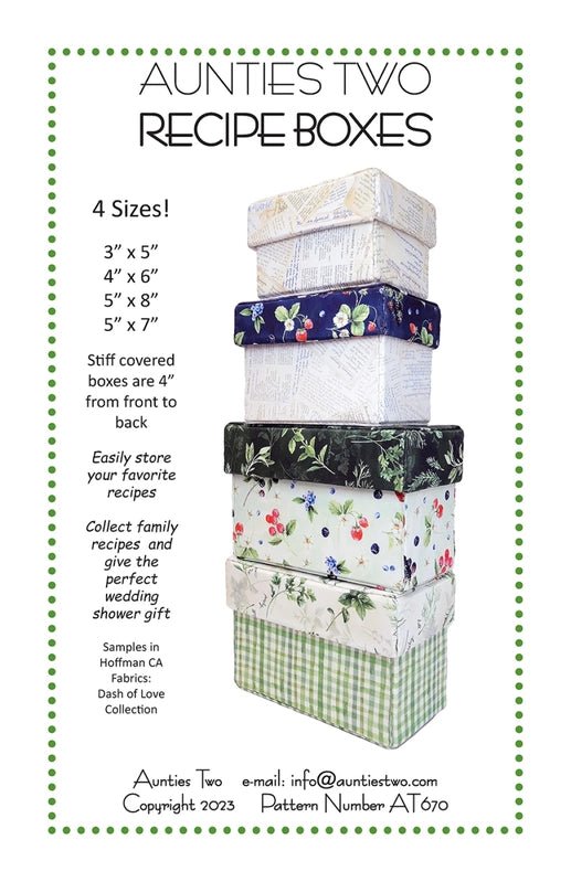 Recipe boxes Pattern - from Aunties Two - Everything Fabric