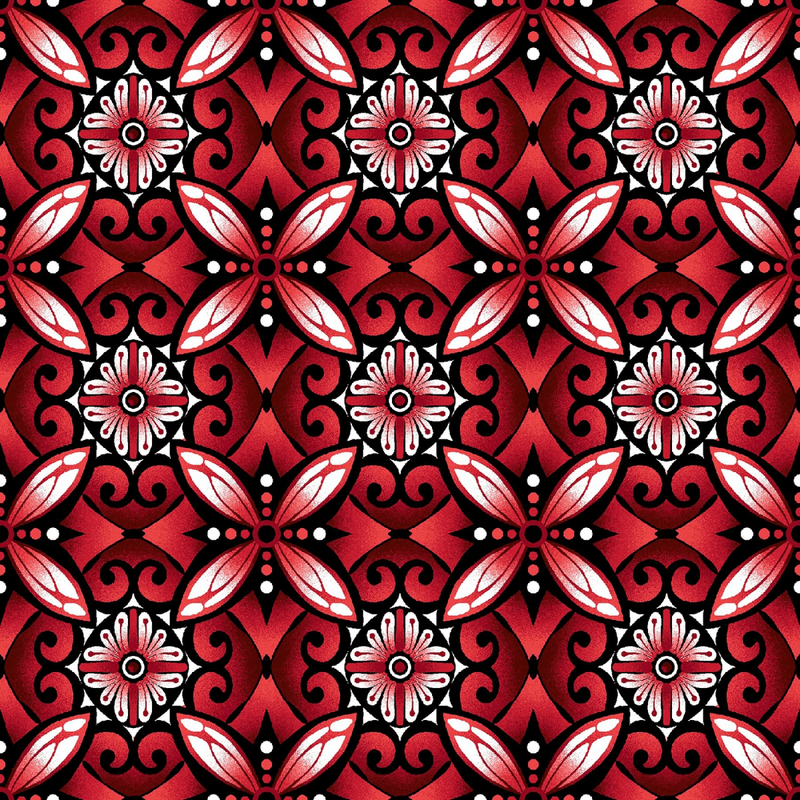 Red Geometric Tiles - Everything Fabric
