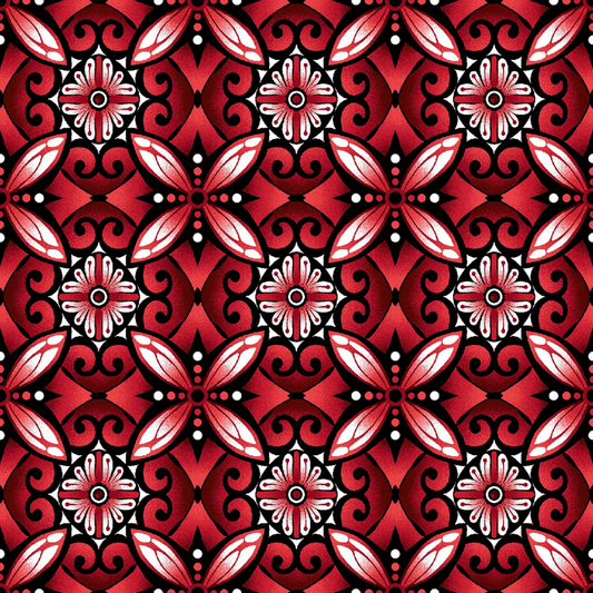 Red Geometric Tiles - Everything Fabric