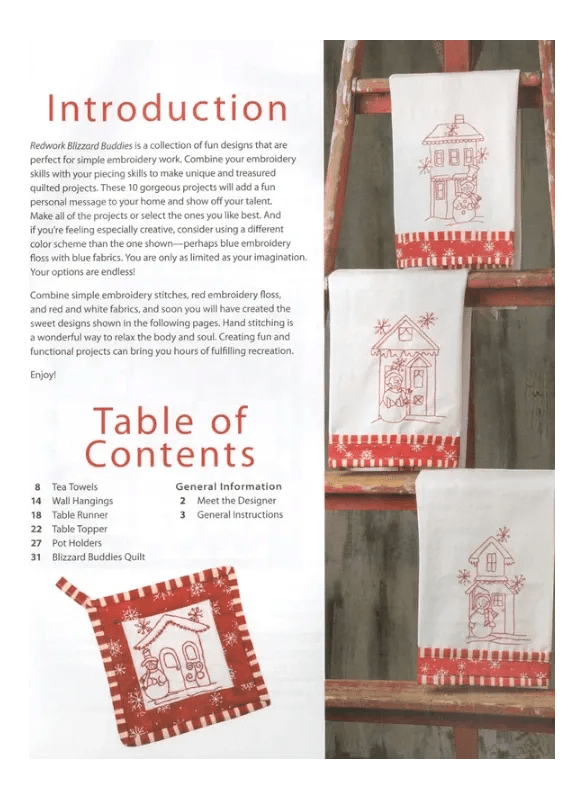 Redwork Blizzard Buddies Book - Everything Fabric