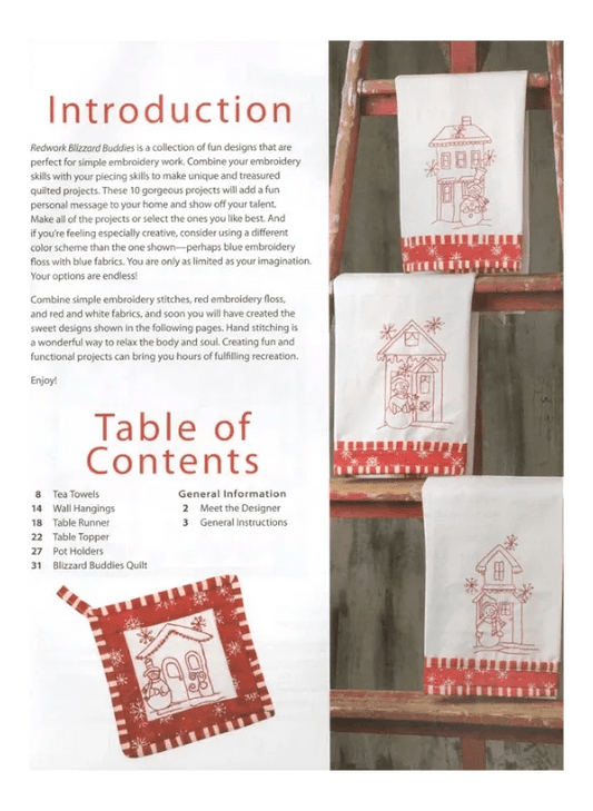 Redwork Blizzard Buddies Book - Everything Fabric