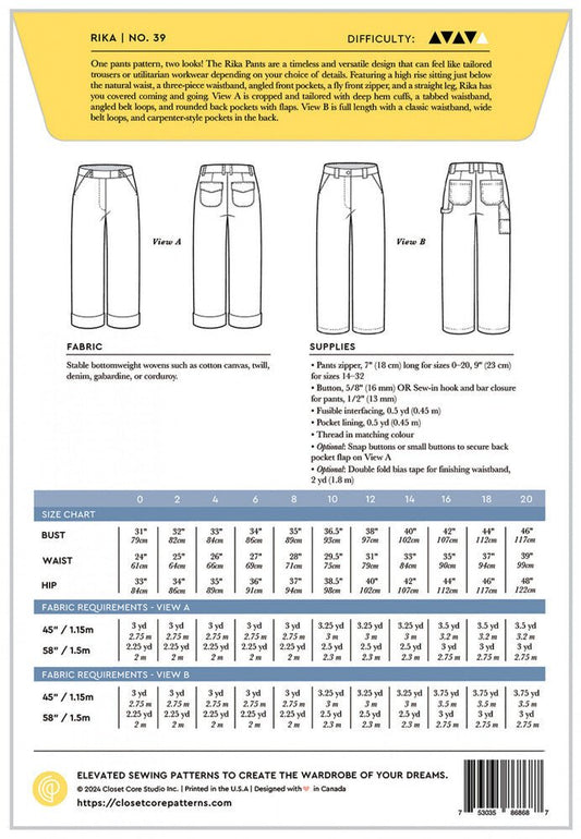 Rika Pants Pattern - Everything Fabric