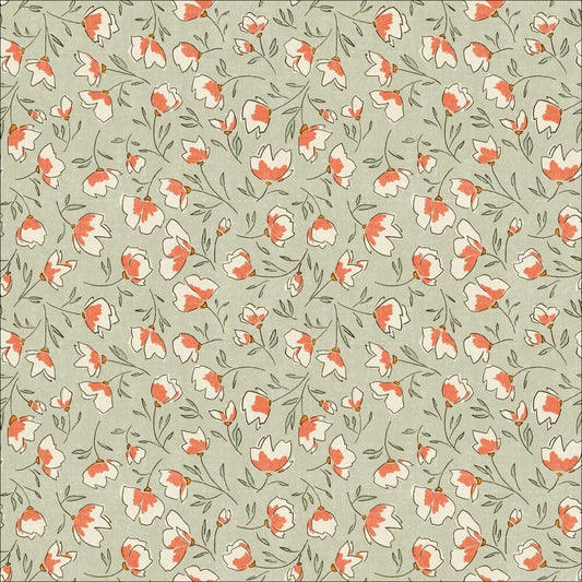 Rosy Deco-Organic Denae Light Olive - 1 Metre Clearance - Everything Fabric