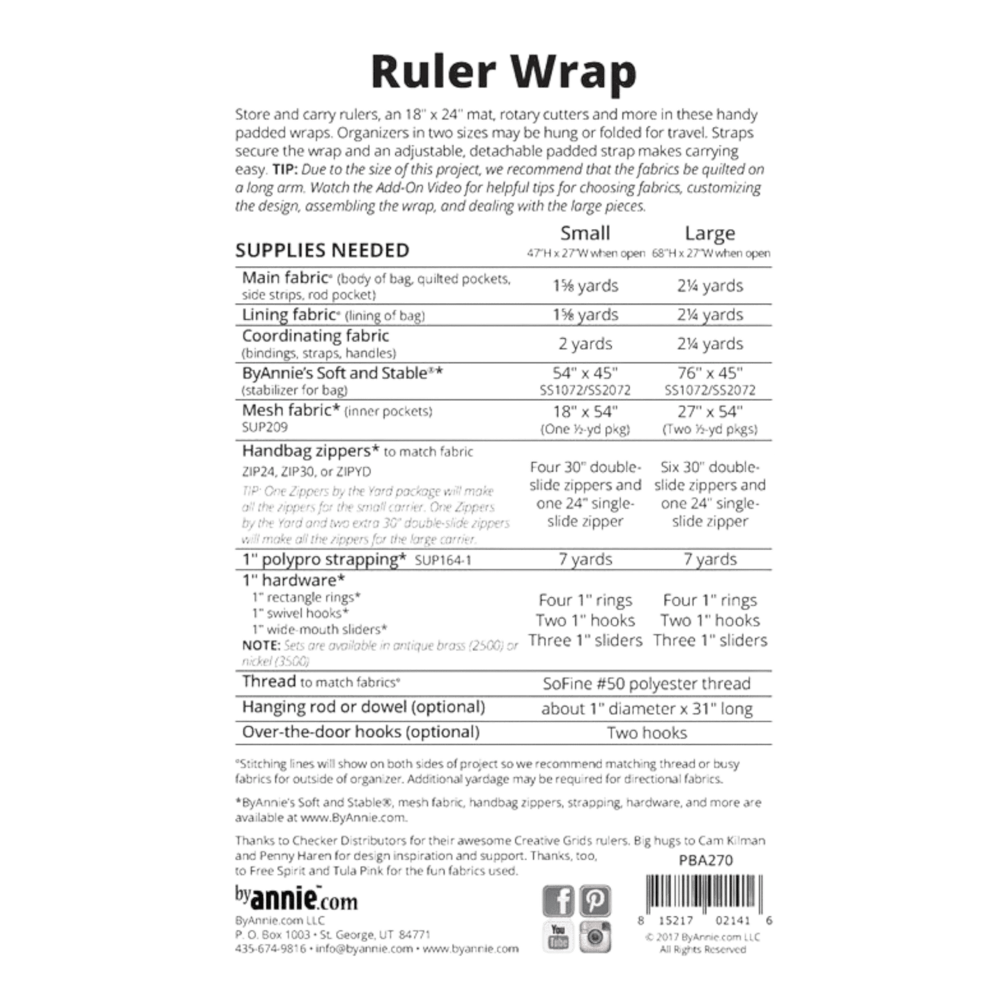 Ruler Wrap Pattern PBA270 - Everything Fabric