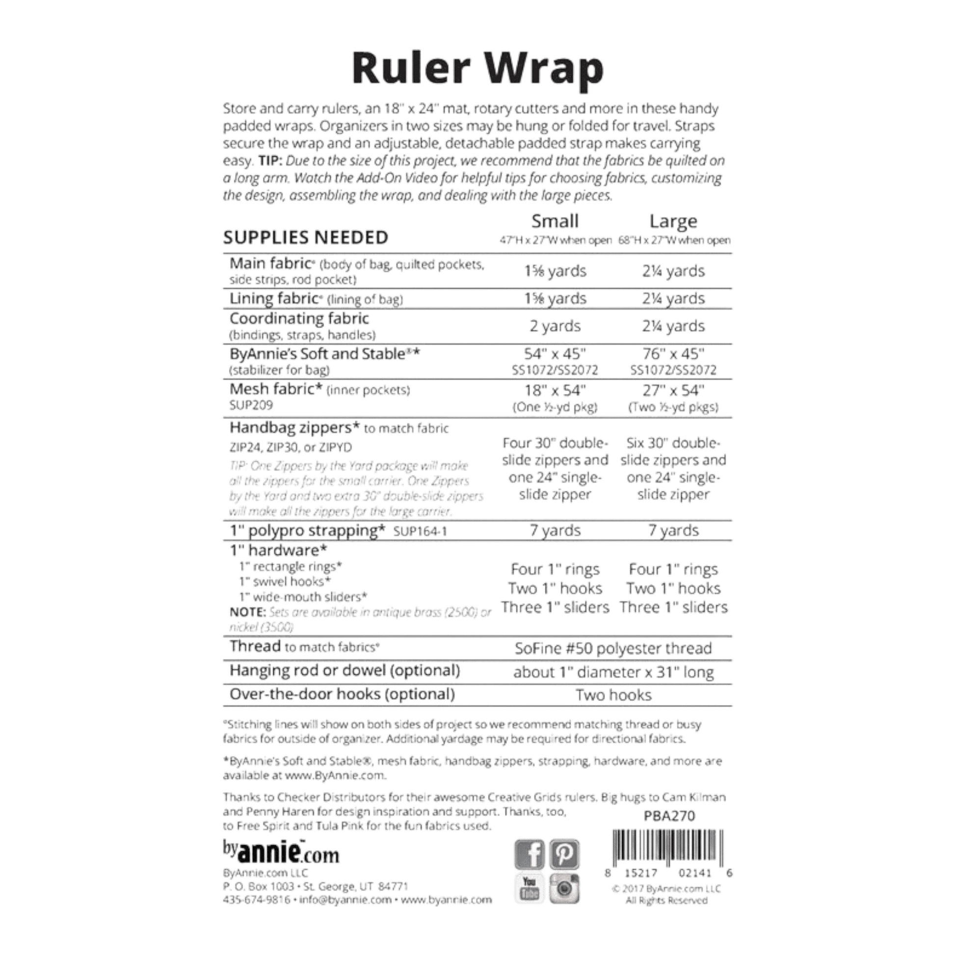 Ruler Wrap Pattern PBA270 - Everything Fabric