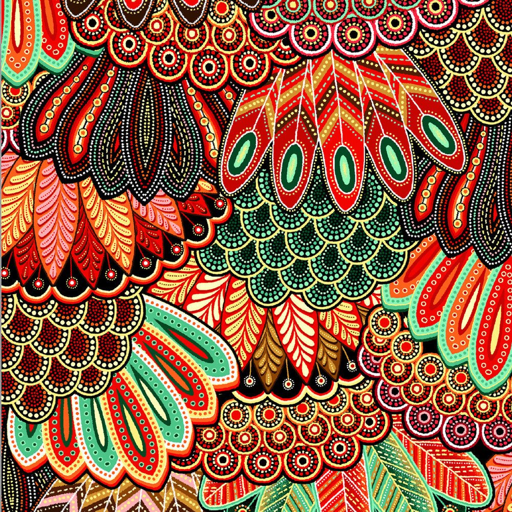 Sahul Land - Feathers Teal - Everything Fabric