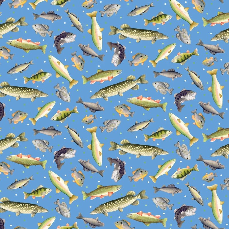 Sail Away - Light Blue Gone Fishing - Everything Fabric