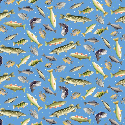 Sail Away - Light Blue Gone Fishing - Everything Fabric