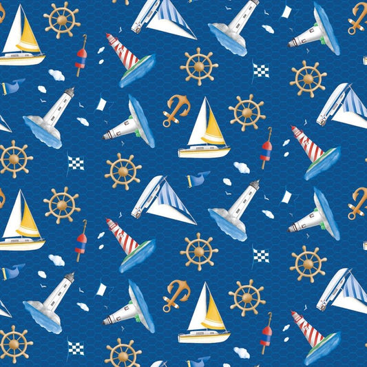 Sail Away - Royal Lighthouses & Sailboats - Everything Fabric