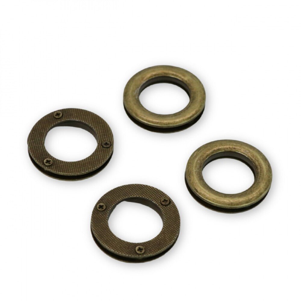 Sallie Tomato Four Screw Together Grommets 25 mm Antique - Everything Fabric