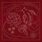 Sashiko Australia Butterfly Koi and Lotus Flower CHERRY RED - Everything Fabric