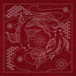 Sashiko Australia Butterfly Koi and Plum Blossom CHERRY RED - Everything Fabric