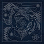 Sashiko Australia Butterfly Koi and Plum Blossom INDIGO - Everything Fabric