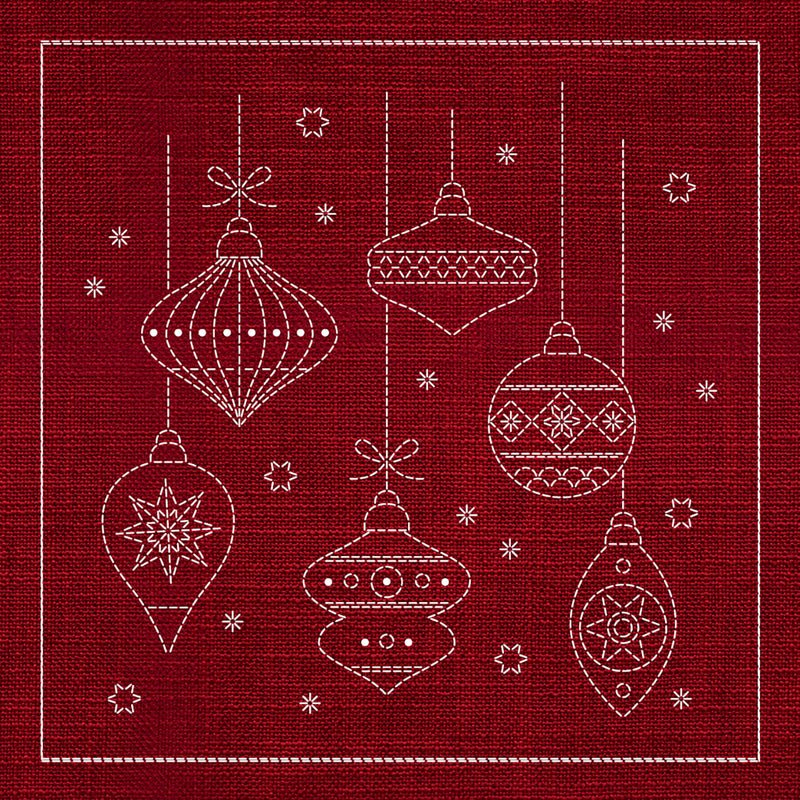 Sashiko Australia Christmas Decorations CHERRY RED - Everything Fabric