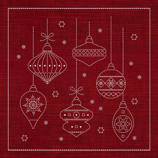 Sashiko Australia Christmas Decorations CHERRY RED - Everything Fabric