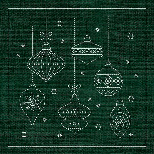 Sashiko Australia Christmas Decorations GREEN - Everything Fabric