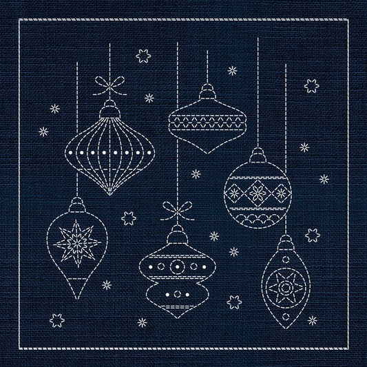 Sashiko Australia Christmas Decorations INDIGO - Everything Fabric