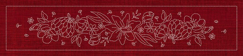 Sashiko Australia Daffodil Runner Cherry Red - Everything Fabric
