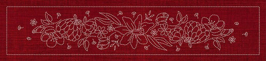 Sashiko Australia Daffodil Runner Cherry Red - Everything Fabric
