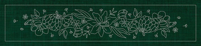 Sashiko Australia Daffodil Runner GREEN - Everything Fabric