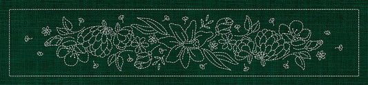Sashiko Australia Daffodil Runner GREEN - Everything Fabric
