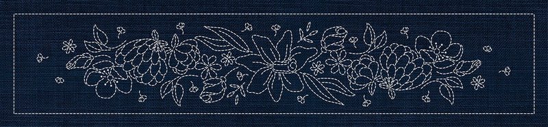 Sashiko Australia Daffodil Runner INDIGO - Everything Fabric