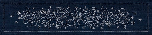 Sashiko Australia Daffodil Runner INDIGO - Everything Fabric