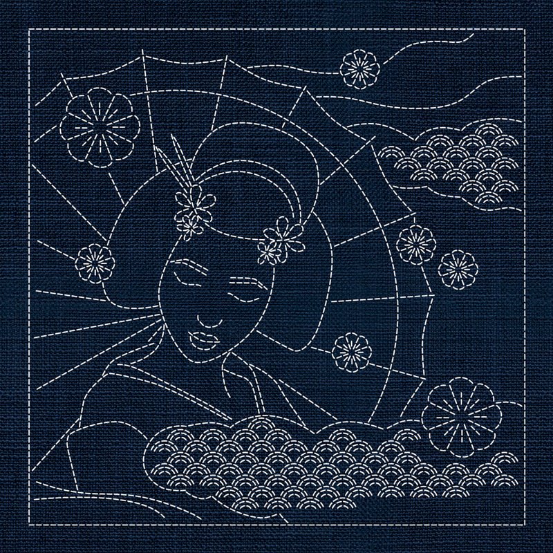 Sashiko Australia Geisha INDIGO - Everything Fabric