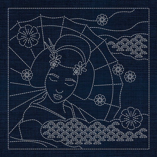 Sashiko Australia Geisha INDIGO - Everything Fabric